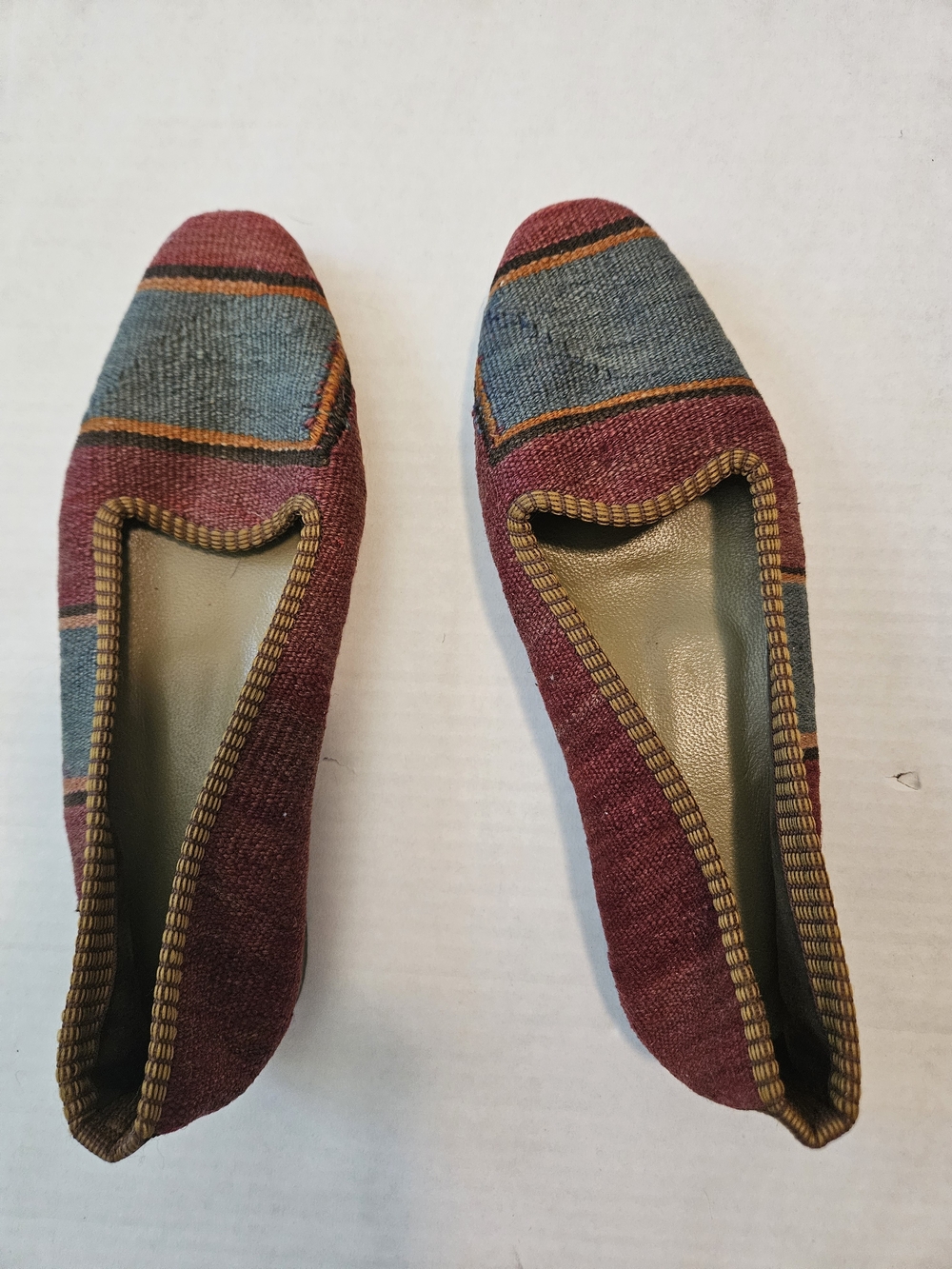 Hand Crafted Kilim Loafers Flats Made in Turkey Tapestry Leather Size 7 Narrow